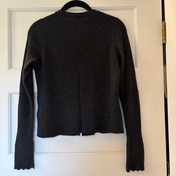 Lululemon Cashmere Scalloped Cuff Cardigan in Heathered Core Black - Picture 3 of 4